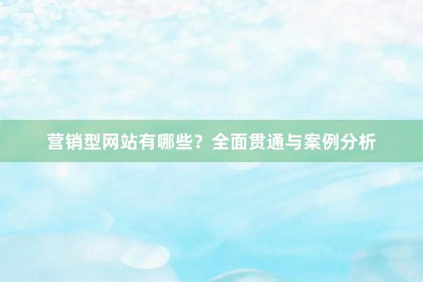 营销型网站有哪些？全面贯通与案例分析