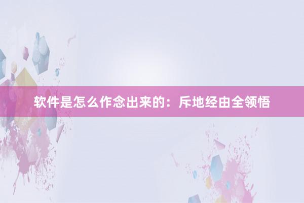软件是怎么作念出来的：斥地经由全领悟